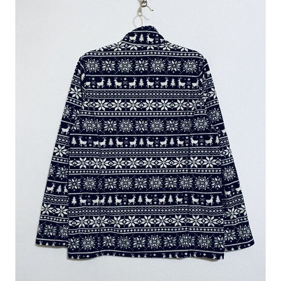 Lands End Jacket Womens Medium Tall Fair Isle Pullover 1/4 Zip Fleece Snowflake - Picture 3 of 6